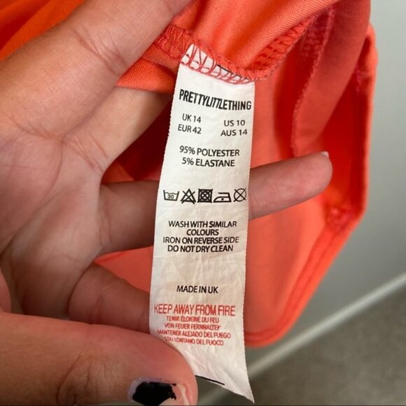 PrettyLittleThing salmon mini dress Sz 10 - Picture 5 of 8